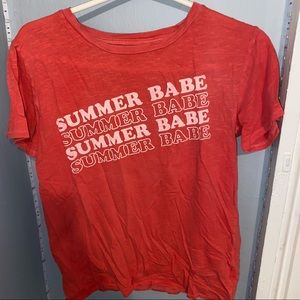 Cute red billabong shirt with “beach babe” design